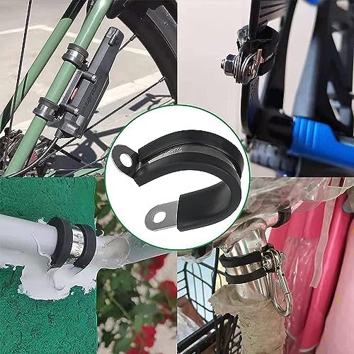 OURU 1/4 Inch Cable Clamps, Rubber Coated Insulated Clamps, 100pcs, 6mm - size: 100 PCS - 1/4 Inch