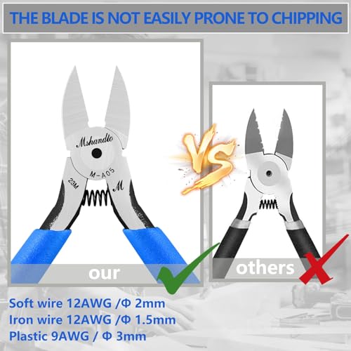 Wire Cutters 5" Flush Cutters for Electronic Component, CR-V Side Cutters for Crafting, Ultra-Sharp Diagonal Cutters, Flush Cut Pliers for Jewelry Making, Plastic, Soft Copper Wire (1 Pack) - size: A05-1Pack