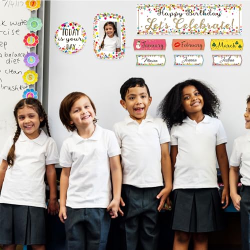Outus 60 Pcs Happy Birthday Bulletin Board Confetti Classroom, Bright Color - color: Bright Color