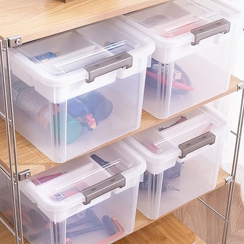 Citylife 17QT 4Packs Clear Craft Organizers and Storage Box with Tray - size: 17 Qt- 4 Pack
