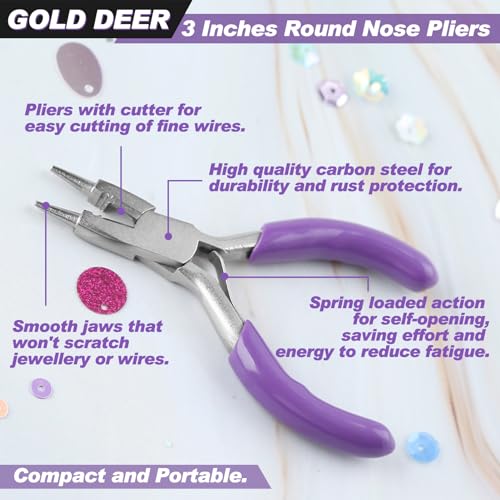 3 Inches Round Nose Pliers With Cutter Wire Looping Pliers Micro Round Pliers With Spring Mini Jewelry Pliers Jewelry Making Tools For Jewelry Repair Wire Wrapping Beading Wire Cutting - style: Round Nose Pliers With Cutter