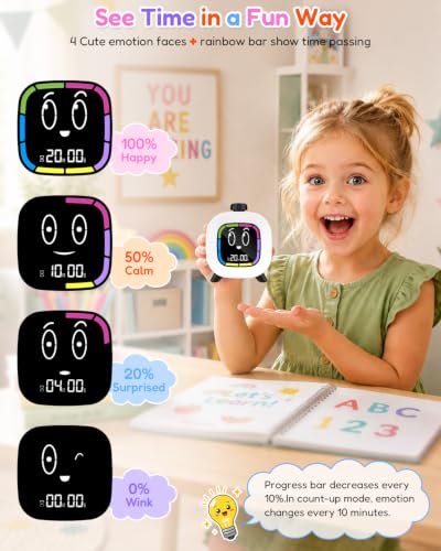 Digital Visual Timer for Kids ADHD, 99-Minute Countdown, Rechargeable - color: Black
