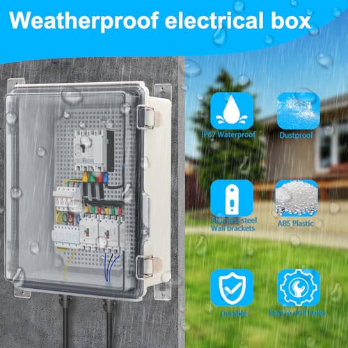 Waterproof Electrical Box, IP67 Junction Box Stainless Steel Latch Hinged Clear Cover Project Enclosure with Wall Bracket 5.9"x5.9"x3.5" - color: Clear, size: 5.9" x 5.9" x 3.5"