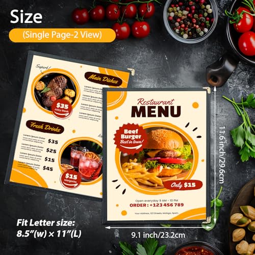 FLKQC 10pcs 3 Page Menu Covers, 6 View 8.5 x 11 Inch Clear PVC Menu Holder - size: 3 pages 6 view