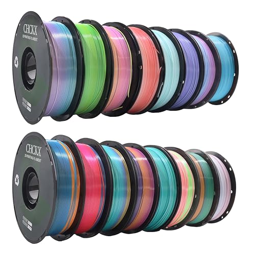 16 Pack Silk Rainbow PLA 3D Printer Filament Bundle,1kg (2.2lbs) - color: 16*1kg Different Rainbow Colors