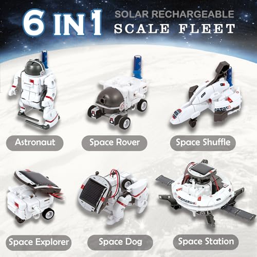 6-in-1 Solar Robot Building Kit for Boys Aged 8-13, Educational Robotic Toys for Kids, Science Kits STEM Toys Birthday Gifts for 8 9 10 11 12 Years Old Boys Girls Teens - color: White