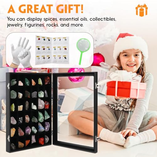 Rock Collection Display Case, 36 Grid Storage Organizer for Collectibles - size: 2 layers