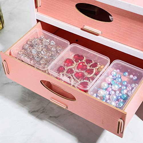 Jetec 18 Pieces Small Clear Plastic Storage Box, 2.1 x 2.1 x 0.8 Inch - size: 2.1 x 2.1 x 0.8 Inch