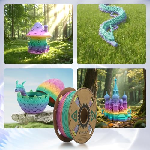 Creator High Speed PLA 3D Printer Filament 1.75mm, Rapid PLA for Max 500mm/s High Speed Printing, High Toughness, Dimensional Accuracy +/- 0.02mm, High Fluidity 3D Printing Filament 1kg Spool, Rainbow - color: Hs Pla Rainbow