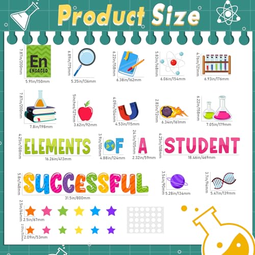 Pasimy 64 Pcs Science Bulletin Board Science Lab Cutout, Colorful