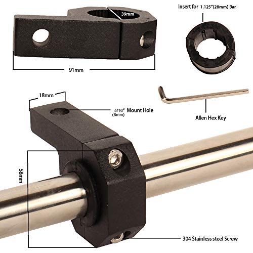 House Tuning 1.125" Tube Clamp Mount Bracket,Roof Roll Cage Holder for Whips,Shovel, LED Light Bar (Pack of 2) (2pcs-1.125" Clamp) - size: 1.125"