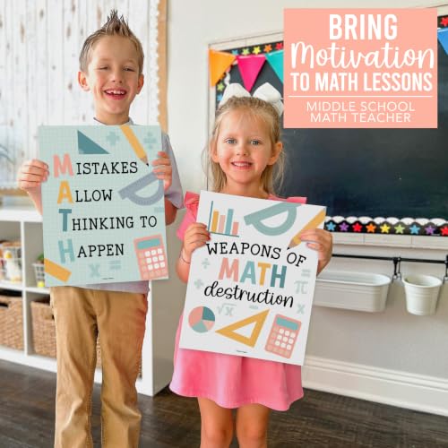 6 Math Posters - Motivational Math Posters for Elementary & Middle School - color: Boho Muted