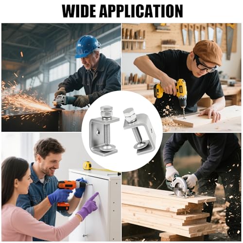 1-3/4 Inch C Clamp, 2 Pcs 304 Stainless Steel C Clamps, Small U Clamps for Mounting, G-Clamp with Wide Jaw Opening and I-Beam Design, for Carpentry, Metal Fabrication, DIY Home Improvement (45mm) - size: 1-3/4 Inch-2pcs(45mm)