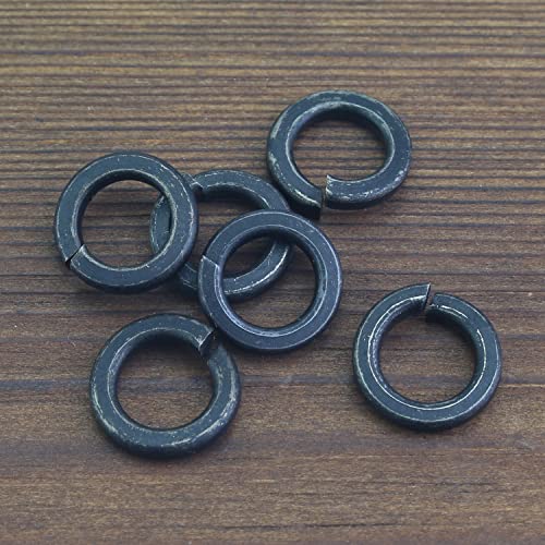 HELIFOUNER 100 Pieces 8.8 Grade Alloy Steel M8 Split Lock Washers, Spring Lock Washers for Screws Bolts, Black - color: Black, size: M8 (100 PCS)