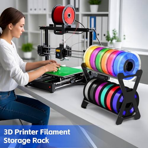 3D Filament Storage Rack, Desktop 3D Printer Filament Organizer, Rolling 3D Filament Spool Holders Racks,Tabletop, 2-Tier Storage Shelves for 3D Printing Business, Studio, Office Workshop