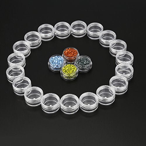 Accmor 100 Pieces 3g Empty Clear Plastic Sample Containers with Lids Cosmetic Pot Jars with 5 Pieces Mini Spatulas by Accmor - color: Clear