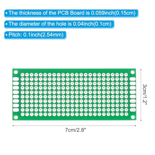 PATIKIL 1.2" x 2.8" PCB Board Circuit, 5 Pcs Single Sided Prototype Solder Boards for DIY Soldering and Electronic Project Circuit Boards Solderable Breadboard, Green - size: 1.2" x 2.8"