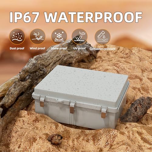 Joinfworld Weatherproof Electrical Box 19.7x15.7x7.9 Outdoor Enclosure - size: 19.7"x15.7"x7.9"