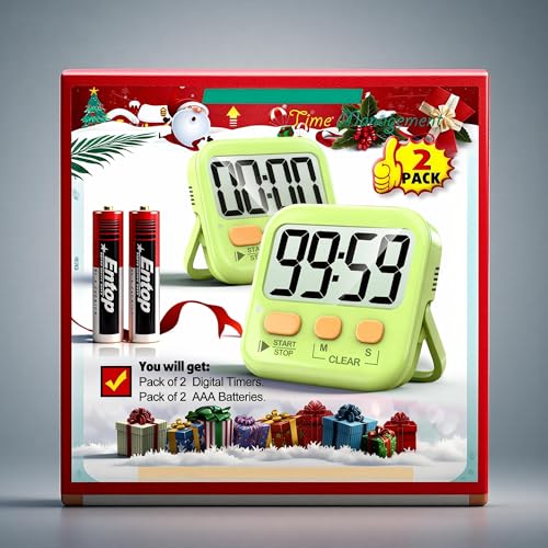 Antonki 2 Pack Digital Timer for Kids Classroom Kitchen Timers for Cooking - color: Light Green
