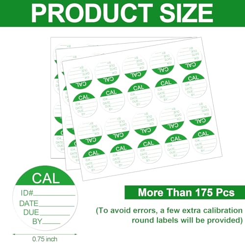 175 Pcs Self Laminating Calibration Labels, Round, Green - color: Green