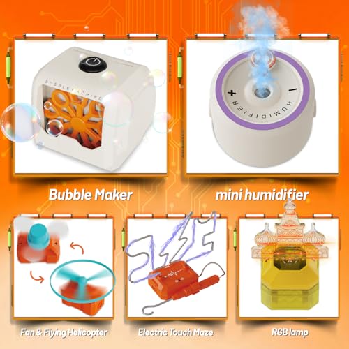 Science Kits for Kids - STEM Kits for Kids, Electronics Exploration Kit, Over 420 Projects, 50 Circuit Parts with Bubble Maker,Fan & Flying Helicopter, STEM Educational Toy Gifts for Boys& Girls - style: D9003-50 Circuit Parts