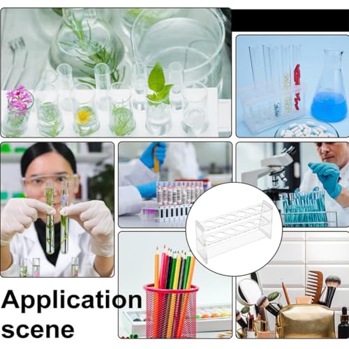 Clear Acrylic Test Tube Rack 6 Holes 21mm Dia Test Tubes Holder Rollerball Perfume Organizer Shot Tubes Holder Plant Hydroponic Propagation Station Multipurpose for Pens Lab Desk Use - size: 21mm