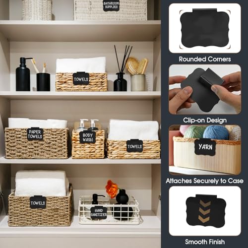 12pcs Black Basket Labels Removable PVC Labels - color: Black Lace
