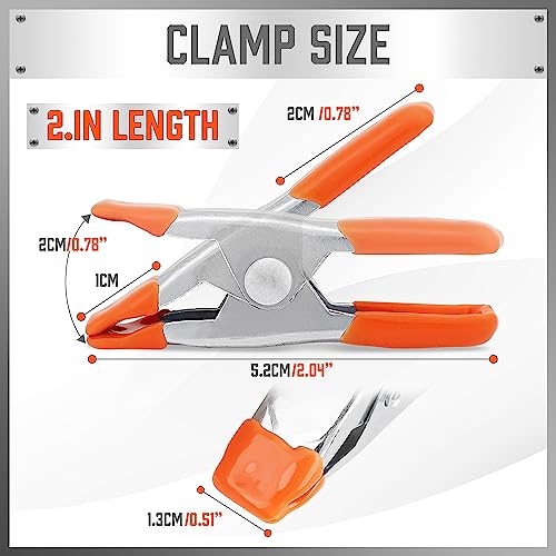 HORUSDY 32-Piece 2" inch Small Spring Clamp, Spring Metal Spring Clamps, 3/4"-inch Jaw opening - color: Orange, size: 2 inch 32-Piece