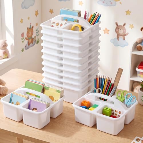 Geelin 24 Pack Classroom Caddy Bulk, 9.3 x 8.5 x 5.1 inch, White - color: White, size: 9.3 x 8.5 x 5.1 inch