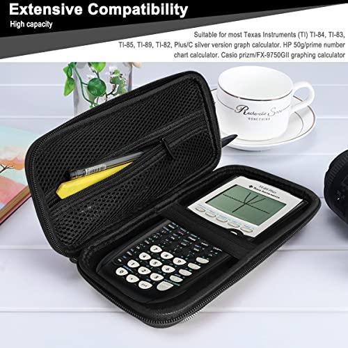 Case for Texas Instruments TI-84 TI-83 Plus CE Graphing Calculators and More - Hard EVA Travel Carrying Shockproof Storage Bag (Pure Black) - color: Pure black