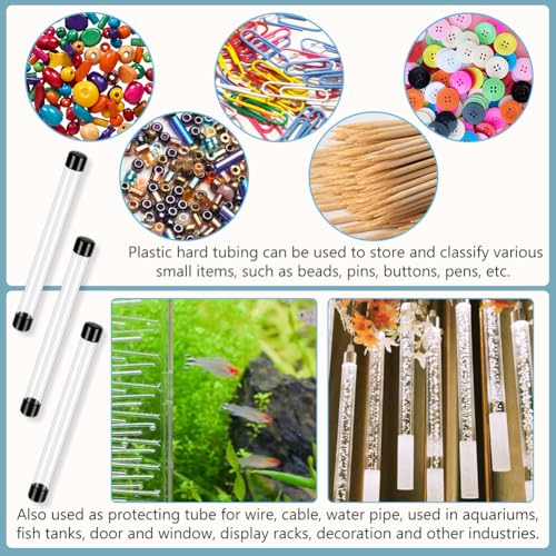 AHANDMAKER 5Pcs Clear Rigid Plastic Tubing with Caps, ID 0.9 Inch Portable Storage Tube Polycarbonate Tube 12 Inch Length Round Plastic Tubing for Incense Sticks Beads Item Storage (Pack of 2) - size: 12 x 0.9 Inch (Pack of 2)