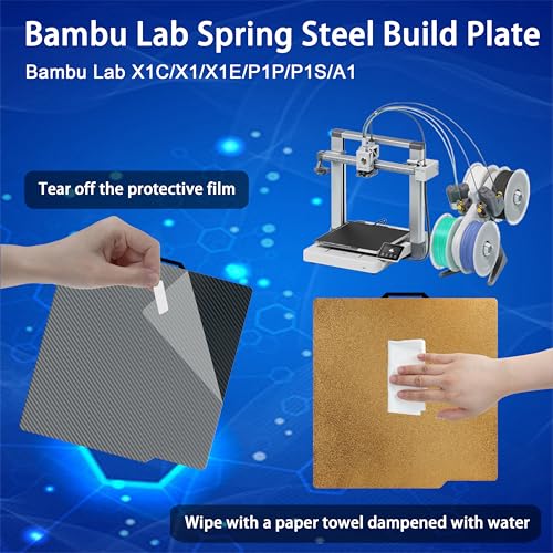 Tinytrees Build Plate for Bambu Lab P1S P2S A1 X1C X1 X1E P1P: Smooth PEI H1H Carbon PET PEO PEY Sheet Bed Plate P1S Build Plate for 3D Printing Hobbyist, 257 X 257mm - style: Smooth PET+Textured PEI