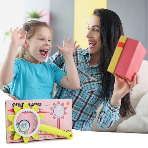 Rongon 10X Kids Magnifying Glass Handheld Magnifier for Children (Green) - color: Green
