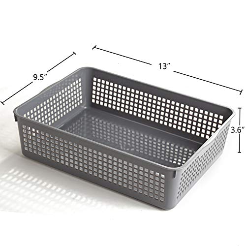 Aebeky A4 Size Plastic Paper Storage Trays,Desktop File Organizer Baskets,6-Packs (Grey) - color: Grey
