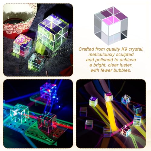 PATIKIL 1Pcs Cube Prism 50mm K9 Crystal Dispersion Prism AB Color - size: 50mm