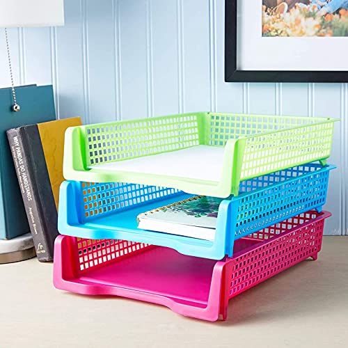 Bright Creations Teacher Supplies Letter Tray Organizer - 12-Pack Rainbow, 9 x 13 x 3 in - Stackable Paper Trays for Classroom & Teacher Desk Organizer - size: 9 x 13 x 3 inches (Pack of 2)