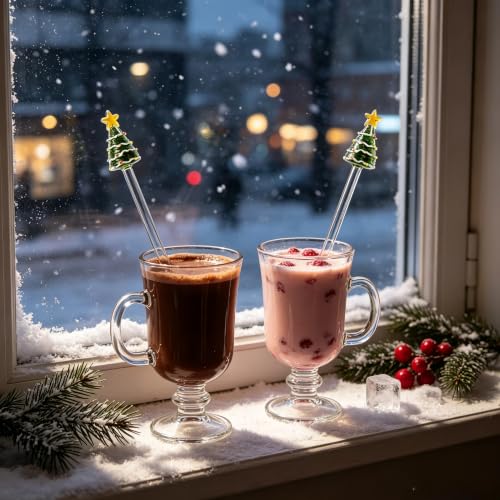Homestia 2 Pcs Glass Swizzle Sticks with Christmas Tree Decor, Stir Sticks - color: 2Pcs + 8.6'' Christmas tree Stirrer