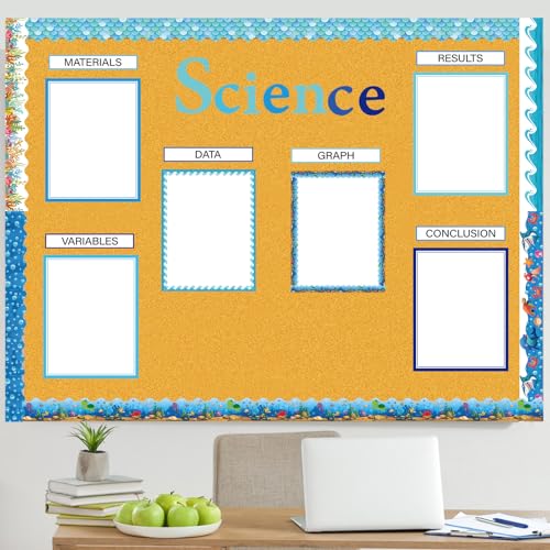 Dispowreath 93 Pcs Science Fair Board Decor Trim Letters,Ocean Style - style: Ocean Style