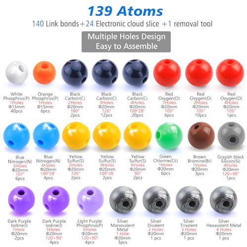 Chemistry Molecular Model Kit (304 Pcs) for Student and Teacher,Organic and Inorganic Chemistry Learning Set,Motivate Enthusiasm for Learning Chemic and Raising Space Imagination - color: 304pcs Kit