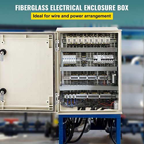 VEVOR Electrical Enclosure Box, 15.7'' ×11.8'' ×7.9'', Fiberglass Junction Box, IP66 Waterproof & Dustproof, Outdoor Electrical Box, with Mounting Plate - size: 15.7" x 11.8" x 7.9"