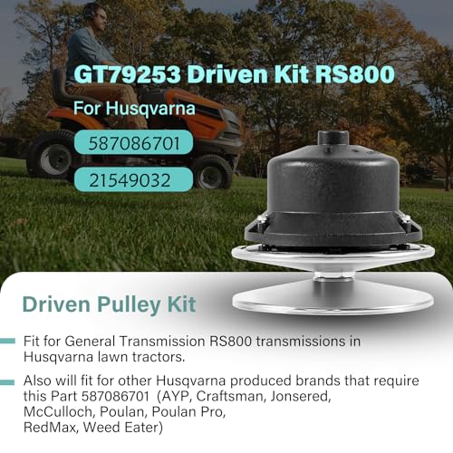 GT79253 for General Transmission Driven Kit RS800 Driven Pulley Kit for Husqvarna Lawn Mowers Tractors Replace for Husqvarna 587086701 21549032