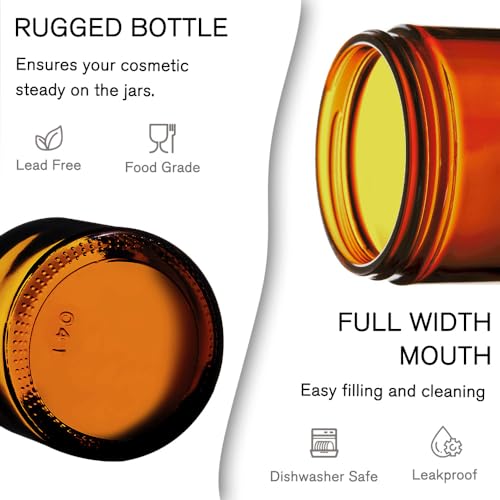 4 oz Glass Jars with Lids, 2 Pack Small Amber Glass Jars with Black Lids - color: Amber-Black lids