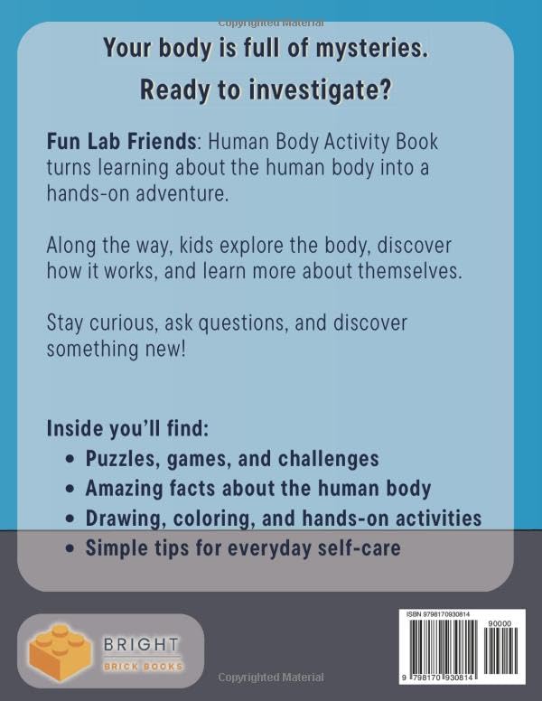 Fun Lab Friends Human Body Activity Book: Puzzles, Mazes, Games, Coloring & Fun Facts to Explore Science and Anatomy for Ages 6–9