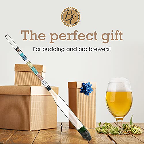 Brewer's Elite Hydrometer for Home Brew Beer, Wine, Mead and Kombucha - Deluxe Triple Scale Set with Hardcase and Cloth - Specific Gravity ABV Tester - size: Hydrometer Set