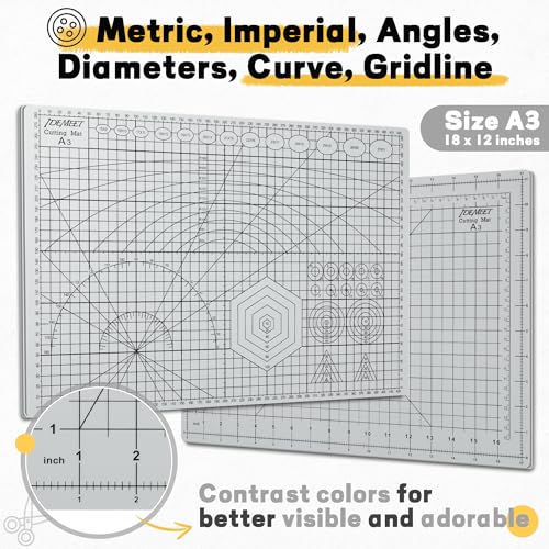 Self Healing Cutting Mat 18" x 12", A3 Double-Sided for Sewing & Quilting - color: Slate Gray, size: A3:17.8''x11.9''