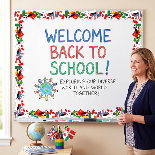 Containlol 118ft Bulletin Board Border Classroom Border, International Flag - style: International Flag