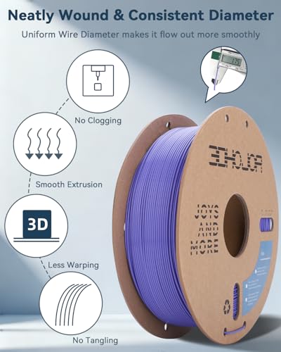 3DHoJor PLA Filament 1.75mm,3D Printer Filament,1kg Cardboard Spool (2.2lbs),Dimensional Accuracy +/- 0.03 mm,Vacuum Packaging Odor Free Clog Free Fit Most 3D FDM Printer,Periwinkle Blue - color: Periwinkle Blue