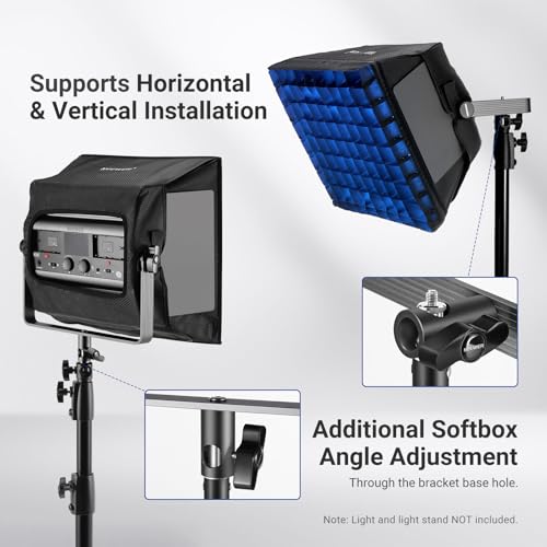 NEEWER Upgraded Softbox Diffuser Only for NEEWER RGB1200 Video Light, 14.6"x13.6"/37x34.5cm Foldable Soft Box with Grid/Bag/Blackout Hood, Quick Set Up for Portrait Studio Photography Lighting, NS5S - style: NS5S for RGB1200