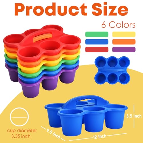 ALINK 6 Pack Classroom Caddy Storage Basket with Handle, Plastic Drink Cup Caddy Holder, 6 Compartments for Kids, Table, Office, Arts, Crafts, Crayon, Marker, Pencil, School Supplies - Assorted Colors - color: Assorted Colors