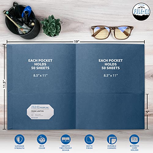 FILE-EZ Two-Pocket Folders, Assorted Colors, 25-Pack, Textured Paper, Letter Size (EZ-32500) - color: Assorted Colors, size: 25 Folders